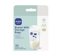 MAM Sacs de stockage de lait | Lot de 25 | Solution de stockage du lait maternel anti-fuite et pré-stérilisée | Design peu encombrant | Facile à verser et à ranger | Essentiels pour bébé pour