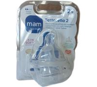 MAM Set de 2 tétines taille 2, débit moyen, en silicone SkinSoft, 2 mois et plus