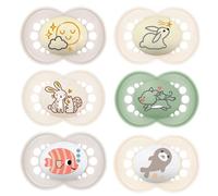 MAM "Skin Soft" Lot de 6 tétines en silicone Original Day & Night 6-16 mois // incl. 3 boîtes de transport stérilisées