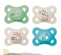 MAM "Skin Soft Silicone Sucette 0-6 Mois, lot de 4, 2 x boîtes de transport stérilisables incluses