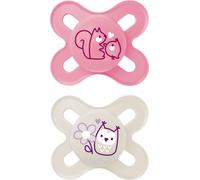 MAM Start sucettes en set de 2, sucettes bébé spécialement conçues pour les nouveau-nés, en matériaux durables &renouvelables, avec boîte à sucettes, 0-2 mois, écureuil/oiseau
