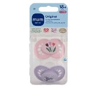 MAM Sucette Original Nature 18+ mois Silicone Motifs Tulipes Chat x2