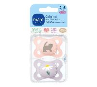 MAM Sucette Original Nature 2-6 mois Silicone Motif Chat et Fleur X2