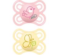 MAM Sucette Parfaite 2-6 Mois En Silicone Ensemble De 2 Pièces Jaune/Rose