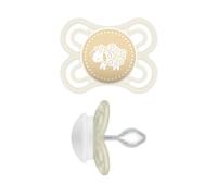Mam Sucette en silicone parfaite avec étui à tétine, 2-6 mois, beige, motifs assortis, 1 pièce