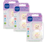 Mam Sucette Perfect Night Silicone Pure 0-6 Mois Rose 2 Pièces Promo 2+1 Gratuit