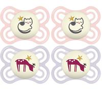 MAM | Sucette Perfect Nuit 2-6 mois (2 pièces) coloris aléatoire - Tétine pour nourrisson phosphorescente en silicone - Tétine bébé idéale pour un bon développement bucco-dentaire (Lot de 2)