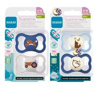 MAM Sucette Supreme 6-16 mois, Dental Sucette, lot de 4, 2 étui de stérilisation