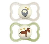 MAM Sucette Supreme Nuit 6+ mois Silicone Mouton et Cheval x2