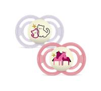 MAM Sucettes perfect nuit 6+ mois Silicone Chats et Chevaux x2