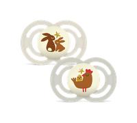 MAM Sucettes perfect nuit 6+ mois Silicone Lapins et Poules x2