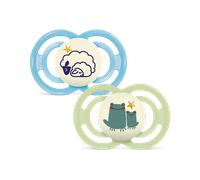 MAM Sucettes perfect nuit 6+ mois Silicone Moutons et Grenouilles x2