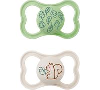 MAM Supreme, lot de 2 sucettes, sucettes pour bébé pour un développement sain des dents et des mâchoires, prévient les irritations cutanées, avec boîte à sucettes, 16+ mois, feuilles/écureuil
