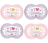 MAM Tétine Original Silicone I Love Mummy & Daddy Pack de 4-6-16 Monate - Mädchen