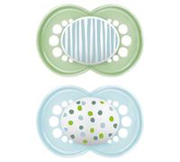 MAM Tétine S223 originale avec ventouse en latex, pour bébés âgés de 16 mois, neutre (2 pièces), avec boîte de stérilisation automatique, version espagnole, 16 mois et plus