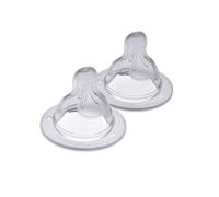 MAM Tétines pour biberon 6+ mois (2 pièces) - Lot de 2 tétines en silicone débit 3 vitesse rapide - Tétine plate et ultra-douce pour bébé