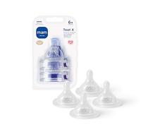 MAM Tétines Taille X | Lot de 4 | Conçues pour les liquides plus épais | Convient à partir de 6 mois et plus | S'adapte à tous les biberons MAM | Fabriquées avec du silicone SkinSoft | Accessoires
