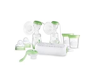 MAM - Tire-lait Électrique Double - Tire-lait 2 en 1 avec 9 niveaux d’intensité et 3 heures d’autonomie - 2 biberons anti-colique Easy Start & 2 pots de conservation inclus - Vert
