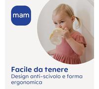 MAM Trainer Night Biberon eau et lait pour bébés de 4 mois et plus, 220 ml | Bec extra doux, poignées antidérapantes et ergonomiques qui brillent dans l'obscurité, tétine anti-goutte, silicone SkinSoft