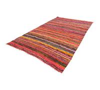 MAM Treasures - Tapis Chindi - Décoration d'intérieur - Tapis indien bohème en coton coloré pour salon, salle de bain (orange, 0,6 x 0,9 m)