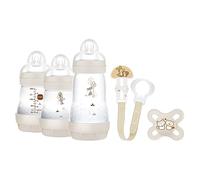 MAM Welcome To The World, Coffret cadeau avec 3 Biberon Easy Start Anticolique, Sucette Start Nano, Clip It & Cover, avec étui porte-tétine, neutre