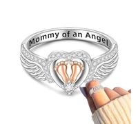 Mamá Angel - Bijoux commémoratifs en de zinc, bande avortement spontané ailes, design empreinte cœur | argent consolation perte grossesse, souvenir de fête des mères, cadeau de deuil unique