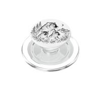 Mama Bear et Ses Petits sous Le Clair de Lune des Montagnes PopSockets PopGrip pour MagSafe