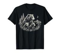 Mama Bear et Ses Petits sous Le Clair de Lune des Montagnes T-Shirt