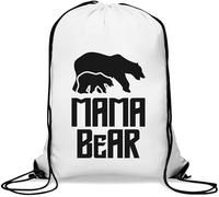 Mama Bear Grizzly Sac de gym décontracté avec cordon de serrage Blanc