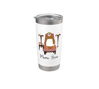 Mama Bear Relaxing at a Spa Texte noir Gobelet isotherme en acier inoxydable double paroi