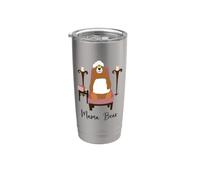 Mama Bear Relaxing at a Spa Texte noir Gobelet isotherme en acier inoxydable double paroi