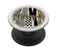 Mama Blessed Checkered Leopard Pattern Aesthetic PopSockets PopGrip Adhésif