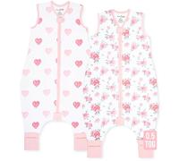 Mama Cheetah Gigoteuse pour tout-petit avec pieds 18-36 Mois, 0,5 TOG en coton biologique avec jambes, pour marcheurs avec fermeture éclair à 2 voies, gigoteuse pour filles et garçons, 2 paquet Moyen