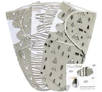 Mama Cheetah - Lot de 3 couvertures d’emmaillotage bio pour bébé, langes ajustables faciles à utiliser pour garçon et fille de 0 à 3 mois, essentiels pour nouveau-né, gris