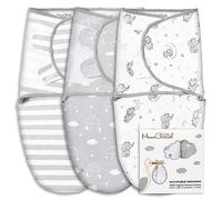 Mama Cheetah - Lot de 3 couvertures d’emmaillotage en coton bio, langes faciles à utiliser pour bébés prématurés de 1,8 à 3,2 kg, essentiels pour nouveau-né garçon ou fille, gris