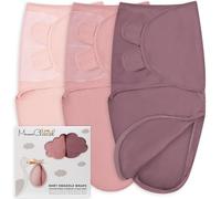 Mama Cheetah Lot de 3 couvertures d'emmaillotage 100 % coton bio avec fermeture éclair pour nouveau-né, gigoteuse pour bébé de 0 à 3 mois, lange pour bébé fille