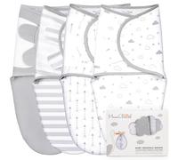 Mama Cheetah - Lot de 4 couvertures d’emmaillotage en coton bio pour bébé de 3 à 6 mois, langes faciles d’utilisation indispensables, pour garçon et fille