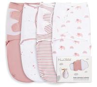 Mama Cheetah - Lot de 4 couvertures d’emmaillotage en Coton Bio pour bébé, Langes Ajustables faciles à Utiliser pour garçon et Fille de 0 à 3 Mois, Essentiels pour Nouveau-né
