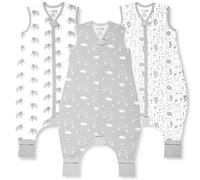 Mama Cheetah Sac de couchage pour bébés avec pieds 4T-5T, 0.5 TOG Organic Cotton Baby Wearable Blankets with Legs, Baby Sleeping Bag for Walkers, Early Walker X-Large, 3-Pack
