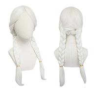 Mama Coco inspiré blanche neige longue tressée synthétique Cosplay perruque tresses avec de longues franges inclinées Prestyled femmes perruques AG-817