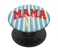Mama Coquette Bow Retro Stripe Daisy Aesthetic Mother PopSockets PopGrip Adhésif