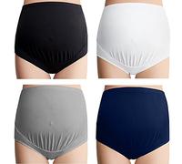 Mama Cotton Culottes de maternité Taille Haute pour Femme - Couverture complète - Lot Multiple (S-4XL), Styles Classiques Taille Haute - Multicolore-Un Paquet de 4, XL