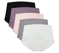 Mama Cotton Women's Over The Bump Maternity Panties High Taist Couverture complète de Grossesse Multi -Weary Multi-Pack (S-4XL)