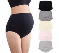 Mama Cotton Women's Over The Bump Maternity Panties High Taist Couverture complète de Grossesse Multi -Weary Multi-Pack (S-4XL)
