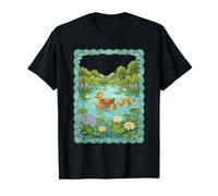 Mama Duck and Ducklings Nymphéas Forget-Me-Nots T-Shirt