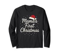 Mama First Christmas New Mom Baby Sentimental Holiday Manche Longue