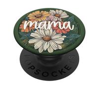 Mama Floral Retro Daisy Bouquet Aesthetic Motherhood PopSockets PopGrip Adhésif