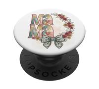 Mama Floral Wreath Gingham Bow Graphic Design PopSockets PopGrip Adhésif