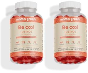 Mama Green - Gummies Be Cool - Safran B6 - Contribue à l'équilibre émotionnel - Aide au maintien d'une humeur positive - Sans sucre - 60 gummies - Fabriqué en France (Lot de 2)