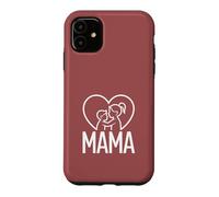Mama Heart Hug Mother and Child Line Art - Rose poudré Coque pour iPhone 11